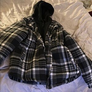 Men's Black and Gray Plaid Jacket